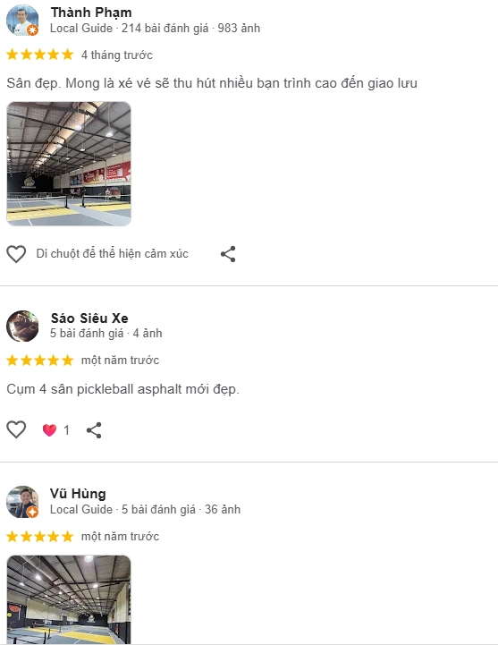 Đánh giá của người chơi tại sân Pickleball King Kong