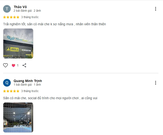 Đánh giá của người chơi tại sân Pickleball Kingdom Saigon 2