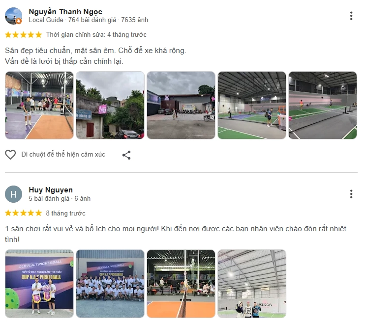 Đánh giá của người chơi tại sân Pickleball Kings