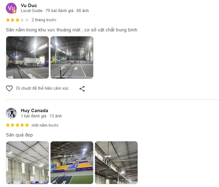 Đánh giá của người chơi tại sân Pickleball Kudo Thường Tín