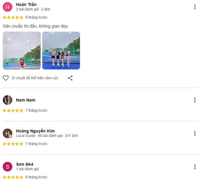 Đánh giá của người chơi tại sân Pickleball Lạc Quần