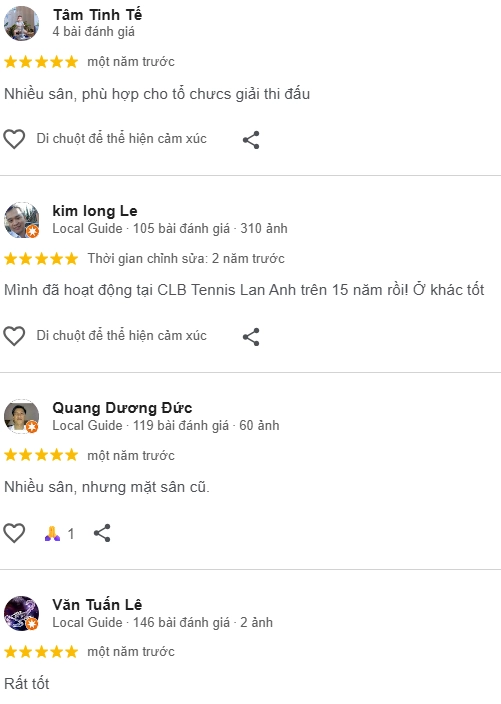 Đánh giá của người chơi tại sân Pickleball Lan Anh