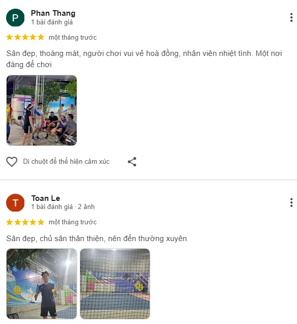 Đánh giá của người chơi tại sân Pickleball Legend