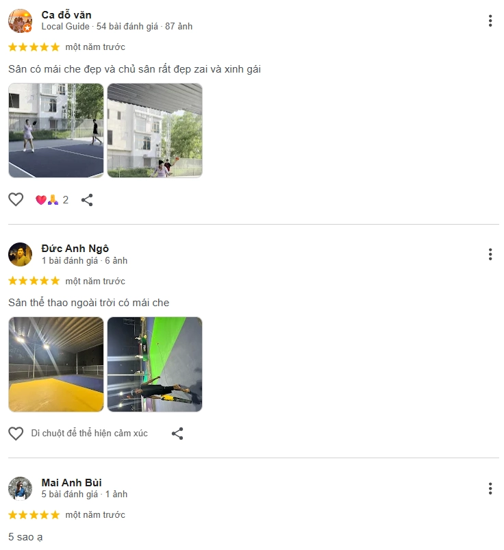 Đánh giá của người chơi tại sân Pickleball Level S