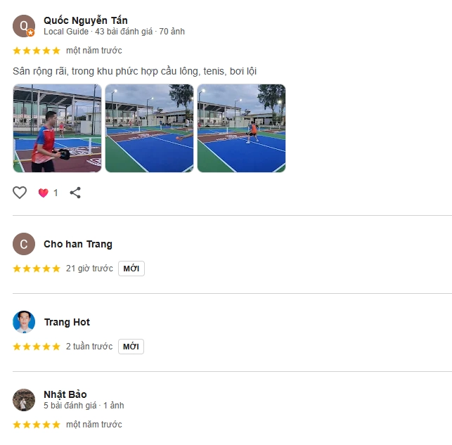Đánh giá của người chơi tại sân Pickleball Liên Chiểu