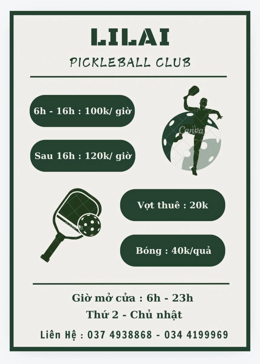 Giá thuê sân Pickleball Lilai