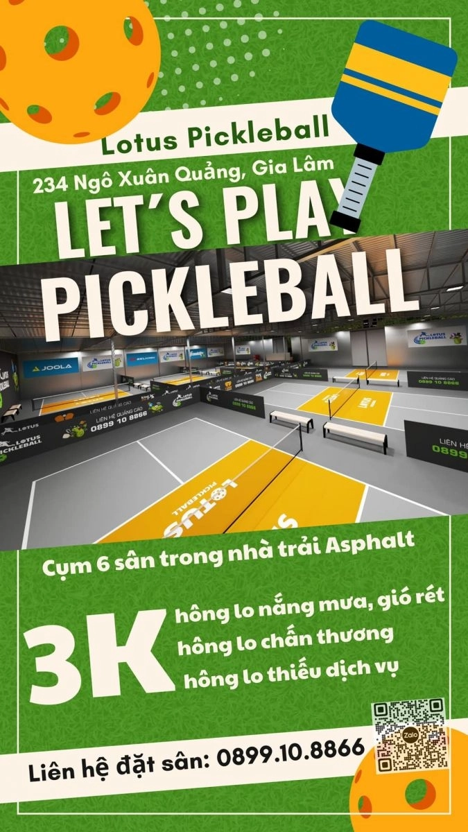 Giá thuê sân Pickleball Lotus Gia Lâm