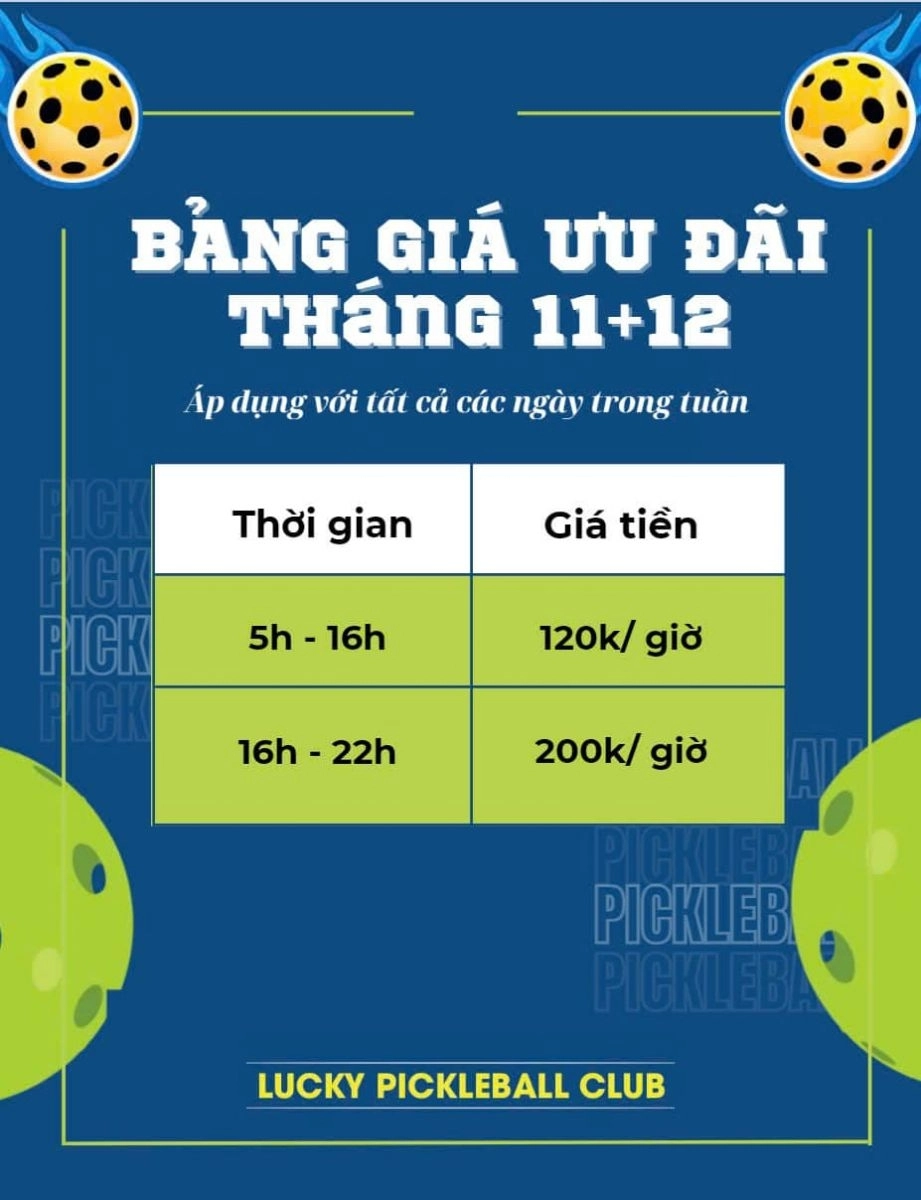 Giá thuê sân Pickleball Lucky Thanh Xuân