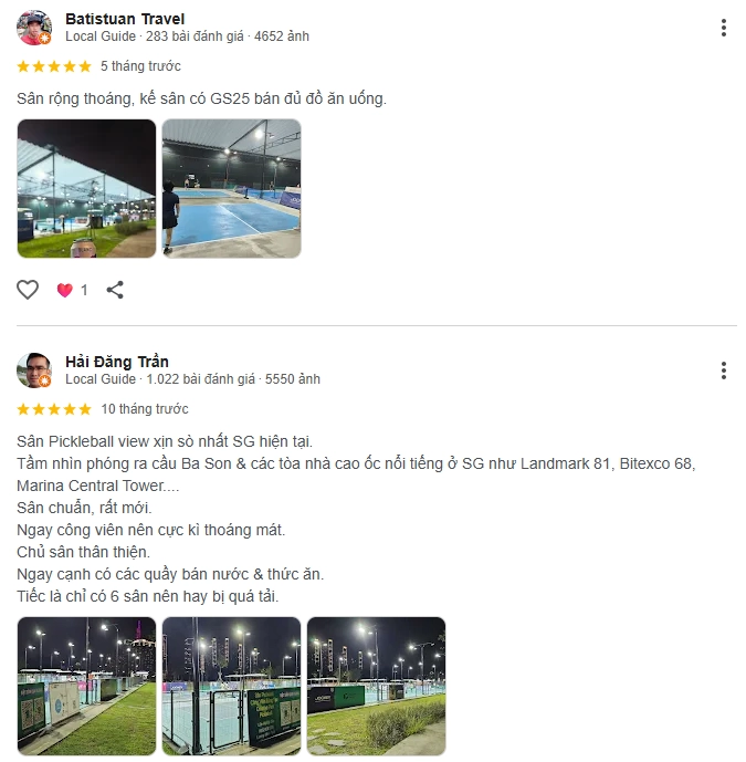 Đánh giá của người chơi tại sân Pickleball Metropole Hồ Chí Minh