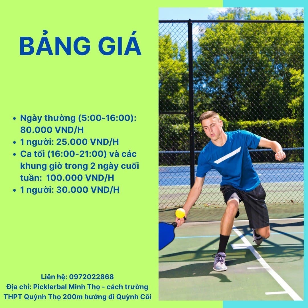 Giá thuê sân Pickleball Minh Thọ