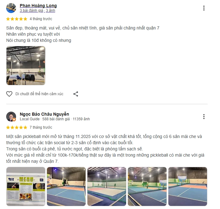Đánh giá của người chơi tại sân Minry Pickleball Club 3