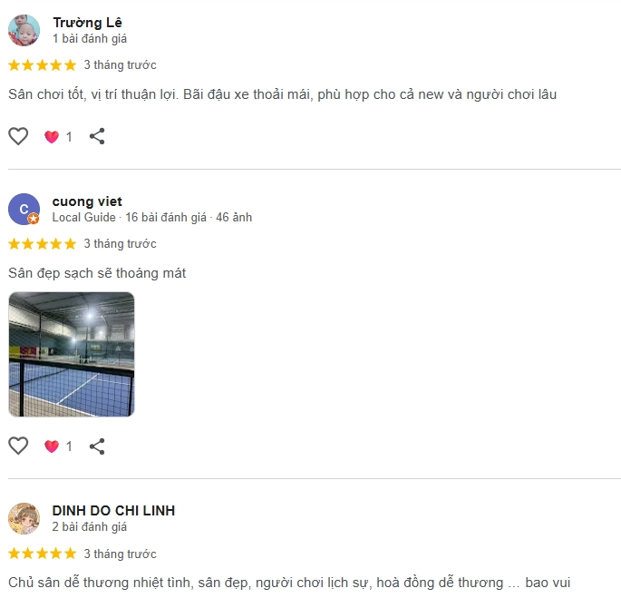 Đánh giá của người chơi tại sân Pickleball Mr.Phong
