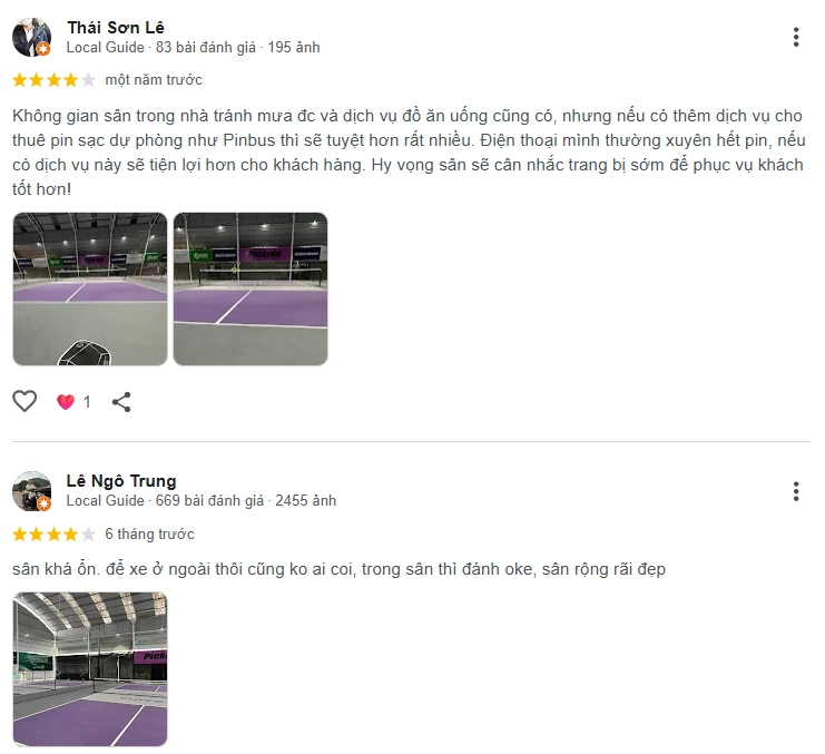 Đánh giá của người chơi tại sân Pickleball MSC