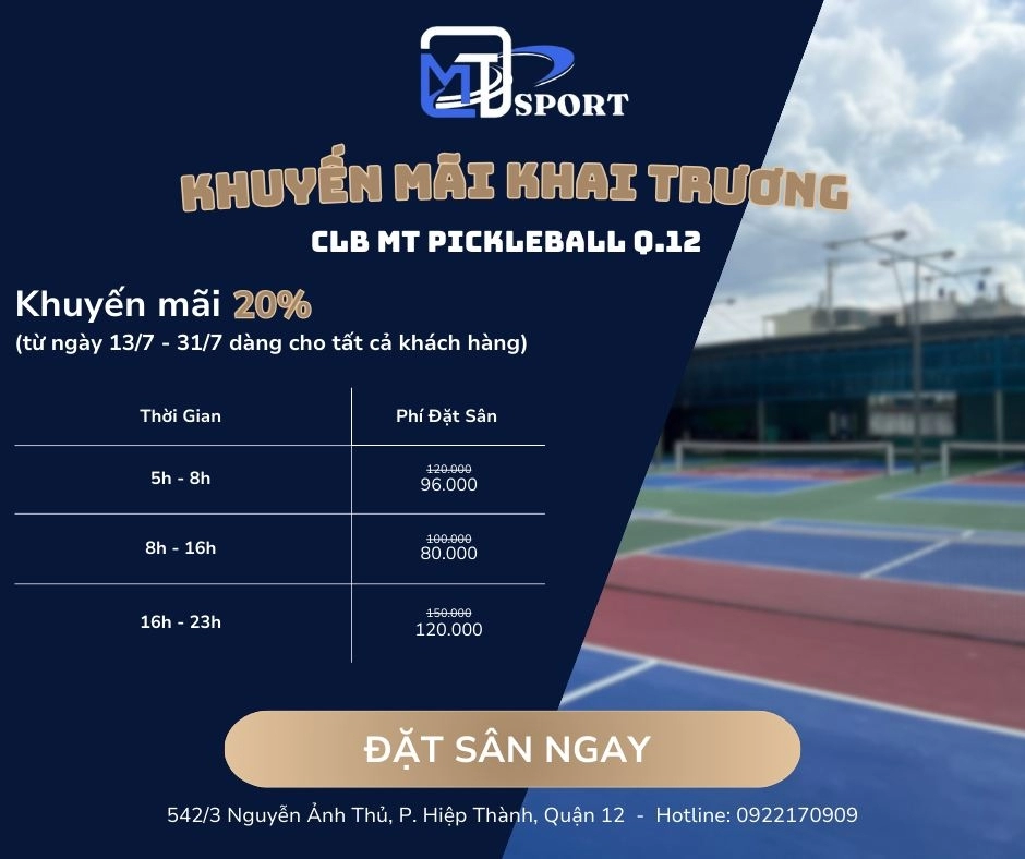 Giá thuê sân Pickleball MT