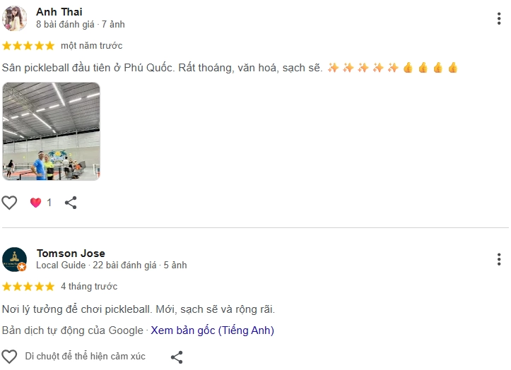 Đánh giá của người chơi tại sân Pickleball MTĐ