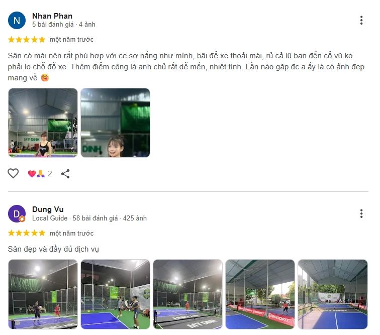 Đánh giá của người chơi tại sân Pickleball Mỹ Đình