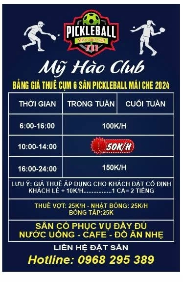 Giá thuê sân Pickleball Mỹ Hào