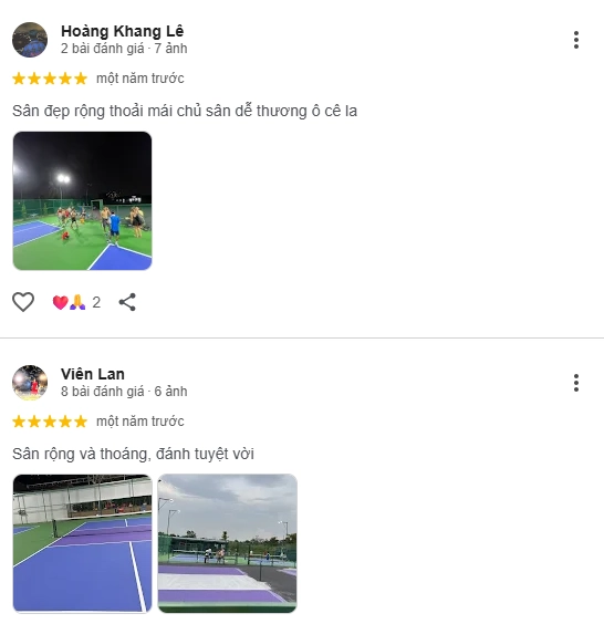 Đánh giá của người chơi tại sân Pickleball Nam Long 2