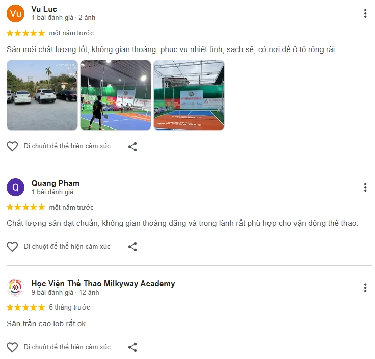 Đánh giá của người chơi tại sân Pickleball Nam Sông Đào