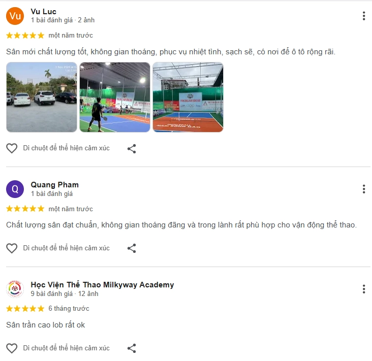 Đánh giá của người chơi tại sân Pickleball Nam Sông Đào