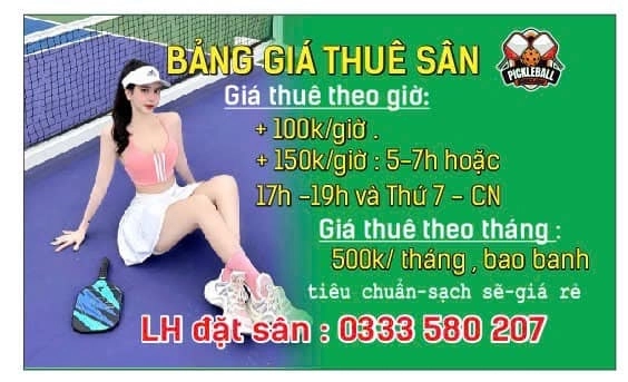 Giá thuê sân Pickleball Ngocland