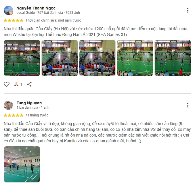Đánh giá của người chơi tại sân Pickleball Nhà Thi Đấu Cầu Giấy 3