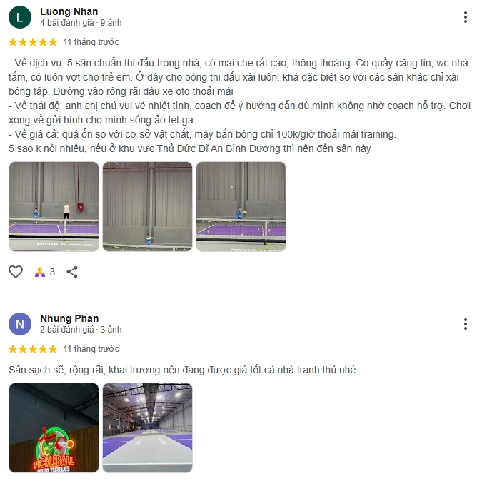 Đánh giá của người chơi tại sân Pickleball Ninja Turtles 1
