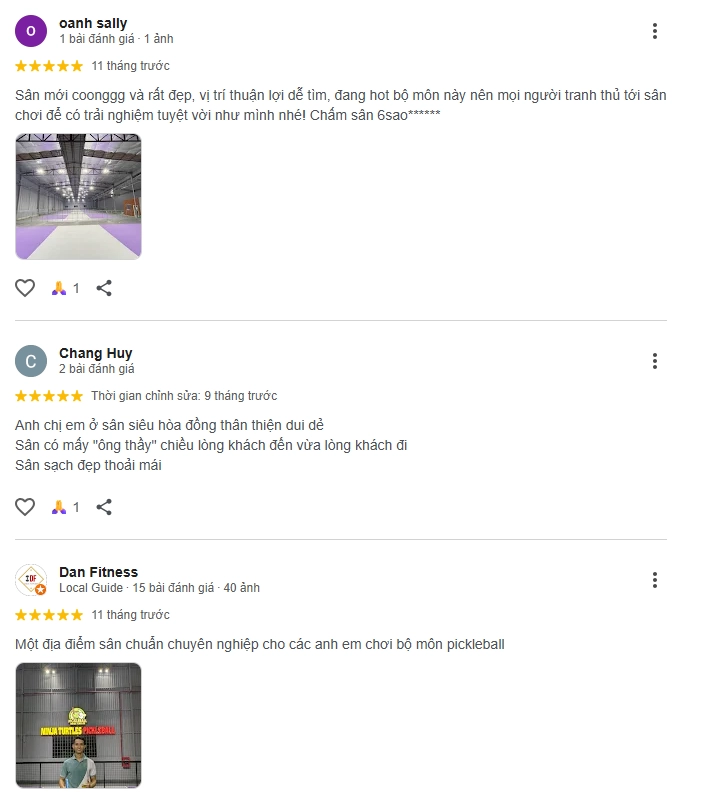 Đánh giá của người chơi tại sân Pickleball Ninja Turtles 3