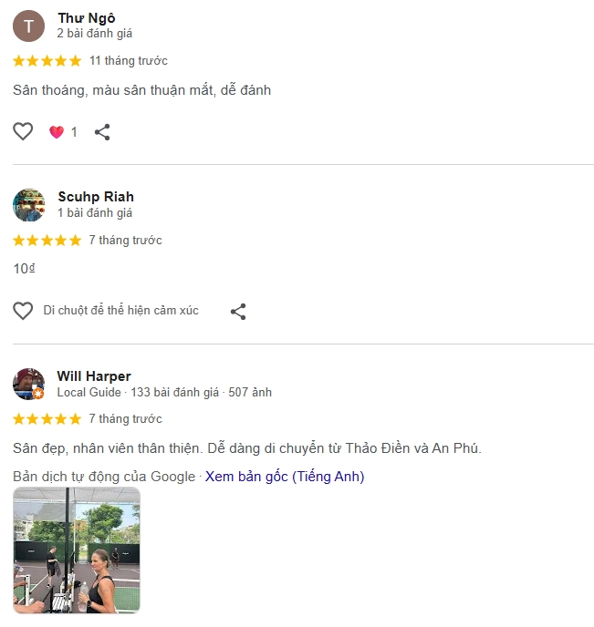 Đánh giá của người chơi tại sân Pickleball No Day Off 2