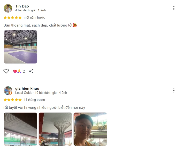  Đánh giá của người chơi tại sân Pickleball Nonstop