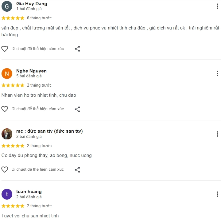 Đánh giá của người chơi tại sân Pickleball Ô Cách