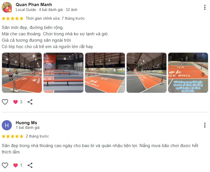 Đánh giá của người chơi tại sân Pickleball OK