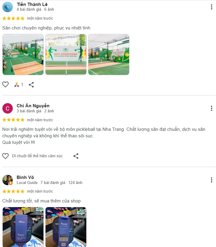 Đánh giá của người chơi tại sân Pickleball OP Nha Trang