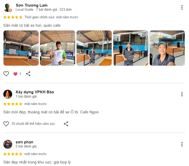  Đánh giá của người chơi tại sân Pickleball Pandora