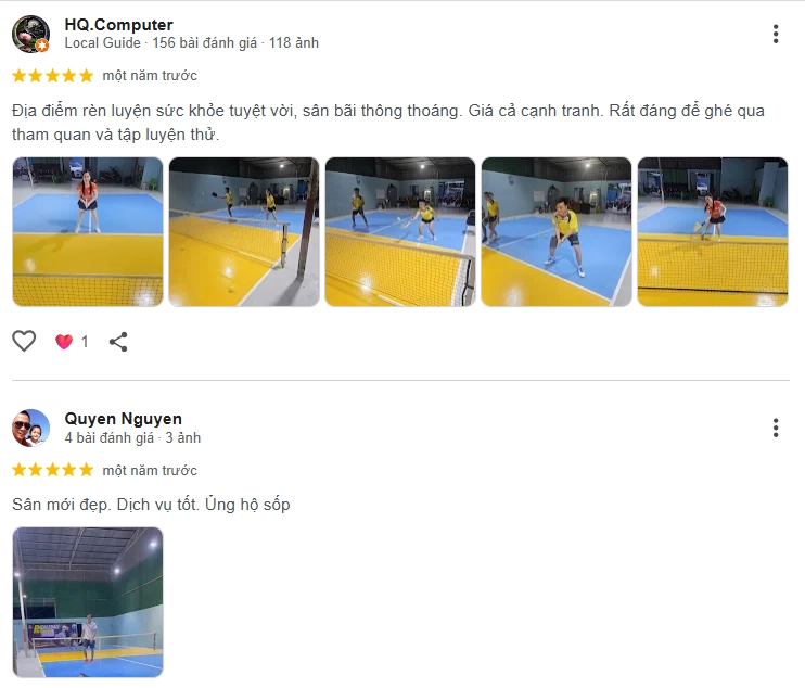 Đánh giá của người chơi tại sân Pickleball Phú Mỹ