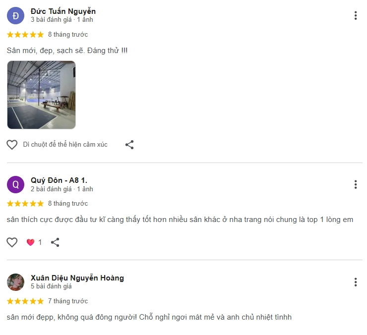 Đánh giá của người chơi tại sân Pickleball Phú Nông
