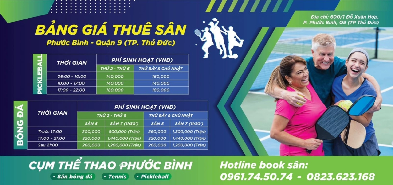 Giá thuê sân Pickleball Phước Bình