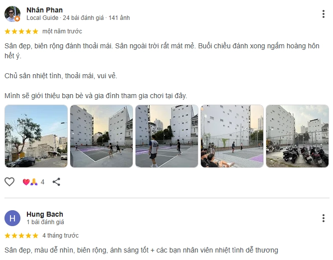 Đánh giá của người chơi tại sân Pickleball Pickle Dink Hồ Chí Minh
