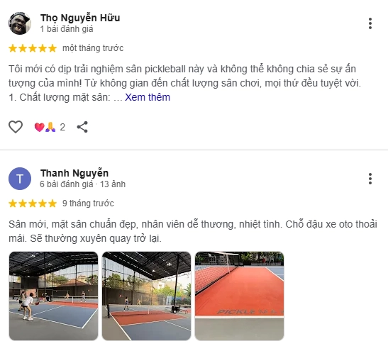 Đánh giá của người chơi tại sân Pickleball Pickle Max 1