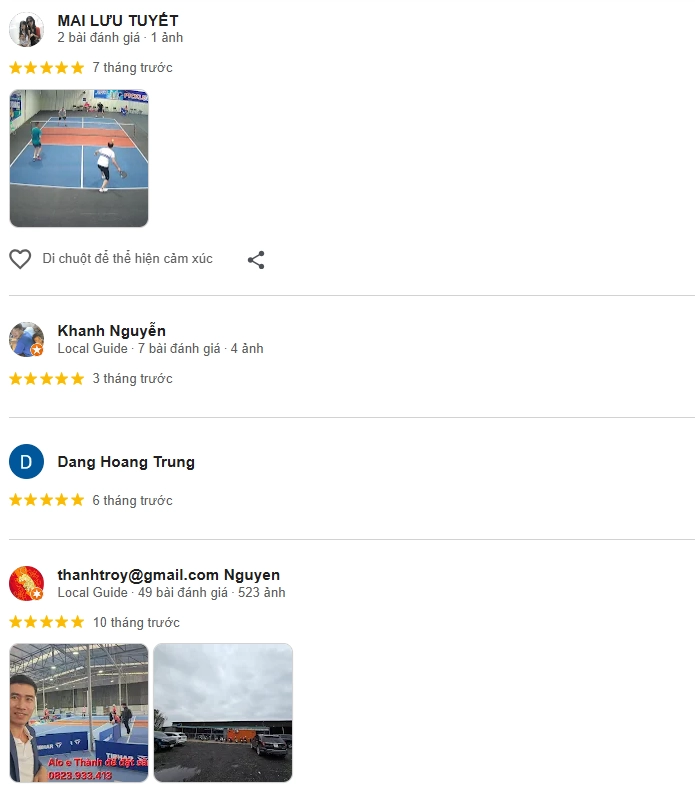 Đánh giá của người chơi tại sân Pickleball PickleFun Phạm Tu