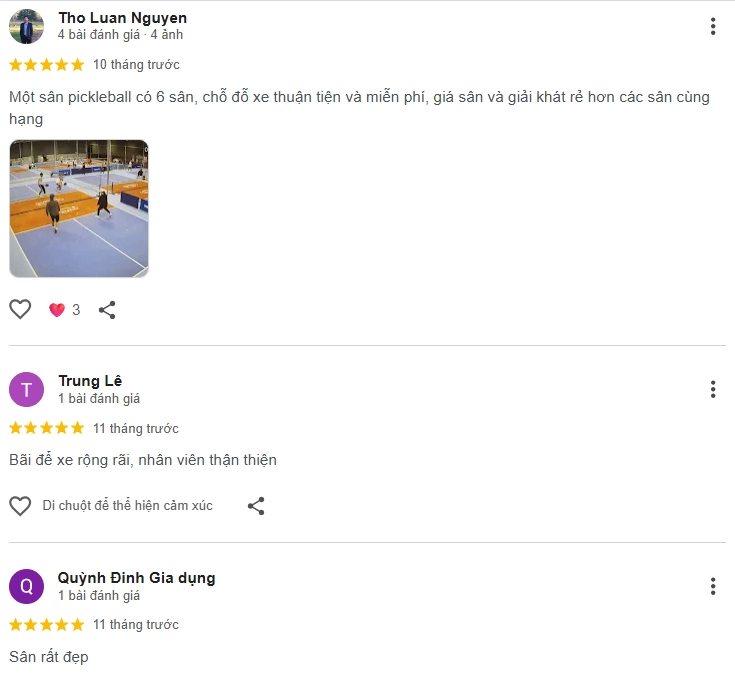 Đánh giá của người chơi tại sân Pickleball PickleFun Phạm Tu