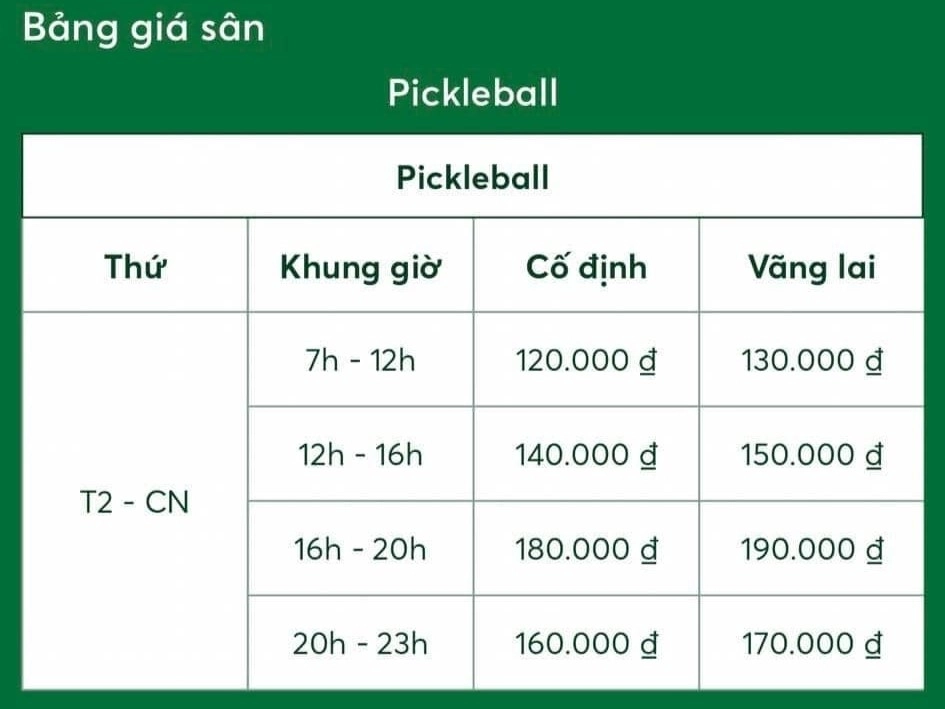 Giá thuê sân Pickleball Pika Ball Thuỷ Sản