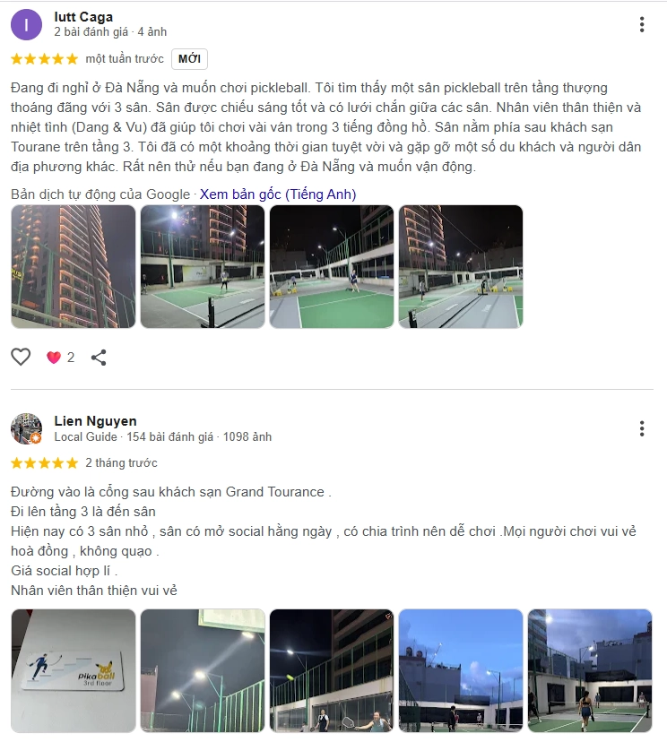 Đánh giá của người chơi tại sân Pickleball Pikaball