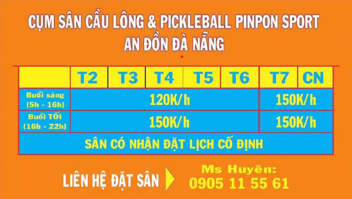 Giá thuê sân Pickleball PinPon