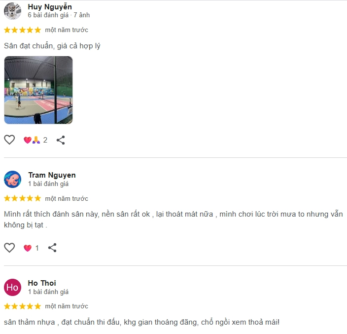 Đánh giá của người chơi tại sân Pickleball Poon Poon