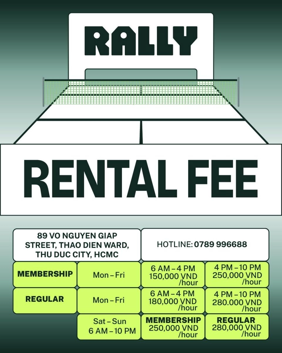 Giá thuê sân Pickleball Rally