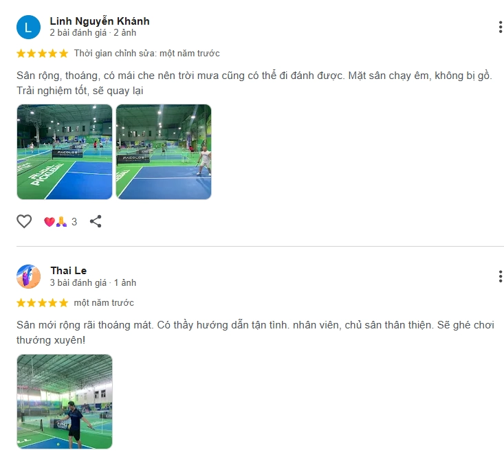 Đánh giá của người chơi tại sân Pickleball Rudal Quận 12