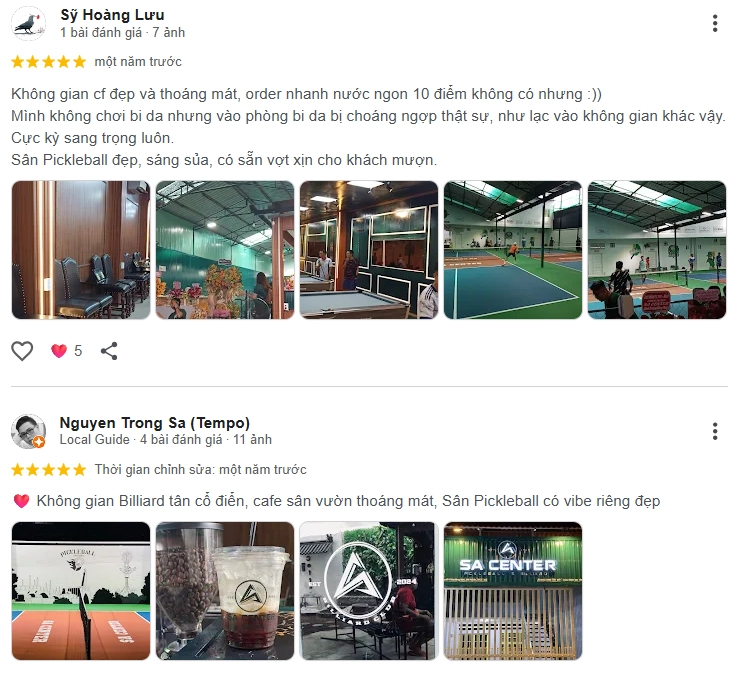 Đánh giá của người chơi tại sân Pickleball SA Center