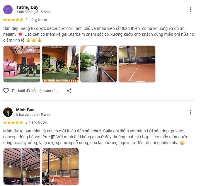 Đánh giá của người chơi tại sân Pickleball Salty 3