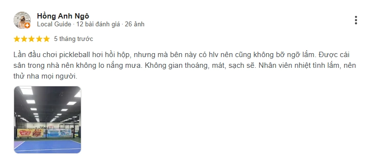 Đánh giá của người chơi tại sân Pickleball Smash Zone